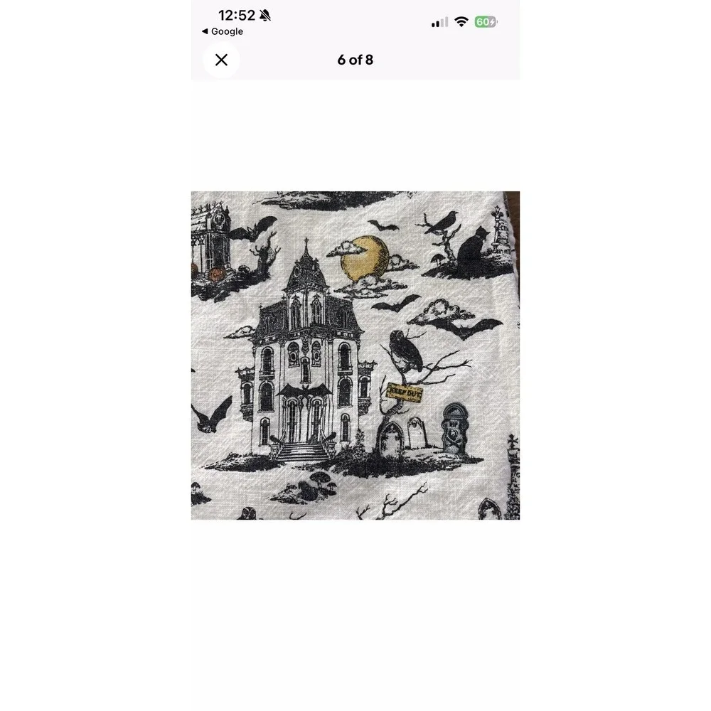 Cynthia Rowley Spooky Graveyard Toile Tablecloth Oblong 100% Cotton Halloween